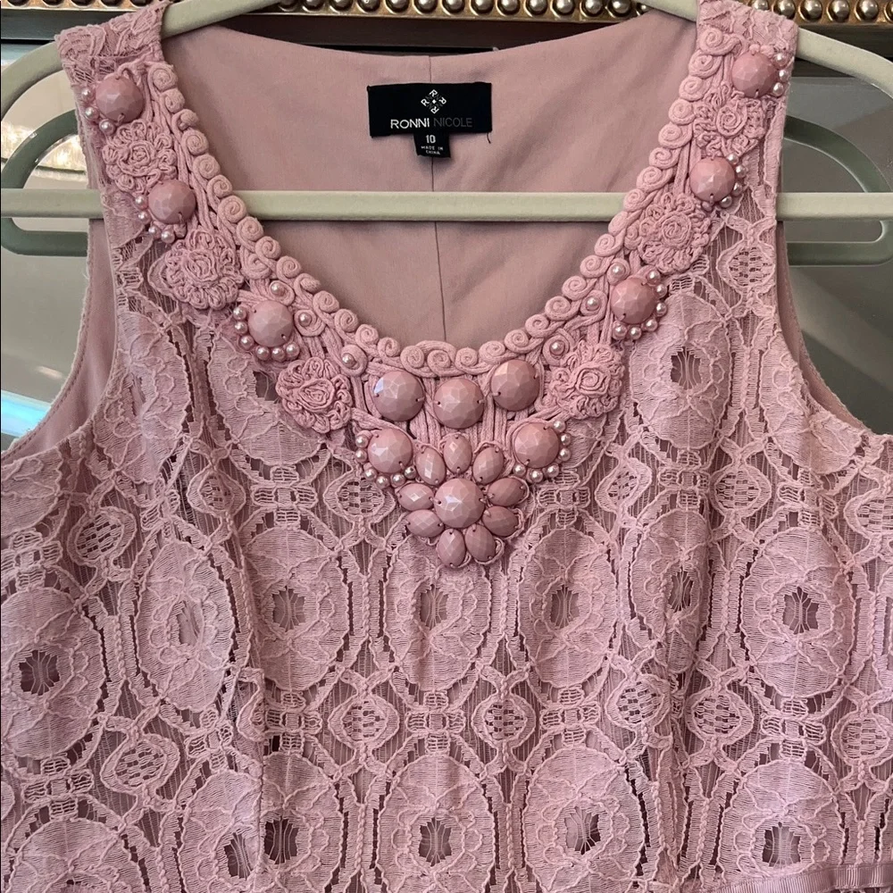 Ronni Nicole Blush Lace Mini Dress - Picture 3 of 6